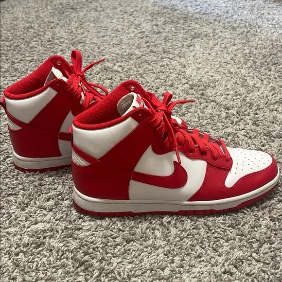 Nike Red and White High-Top Sneakers - Picture 3 of 6